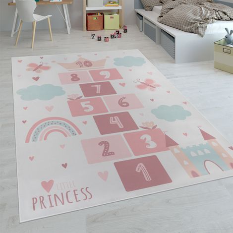 Paco Home Kinder-Teppiche, Kurzflor-Teppiche für Kinderzimmer mit vers. Designs Spielteppiche Bunt 160x220 cm, Creme 3