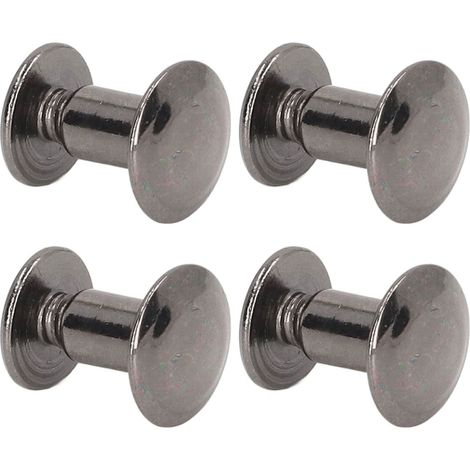 90 Rivets de Reliure Métal, Vis à Livre avec Traitement Électrolytique, Surface Courbée Uniforme, Clous à Tête Plate pour Cuir DIY, Argent et Noir (1/5)