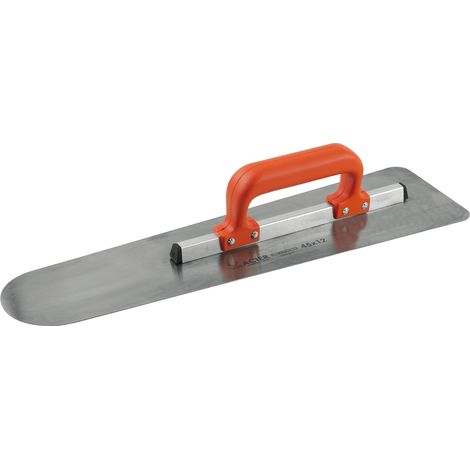 Platoir flamand acier  trempé nickelé  45x12 cm avec étui de protection – Bout rond, talon arrondi, poignée fermée en plastique (1/3)