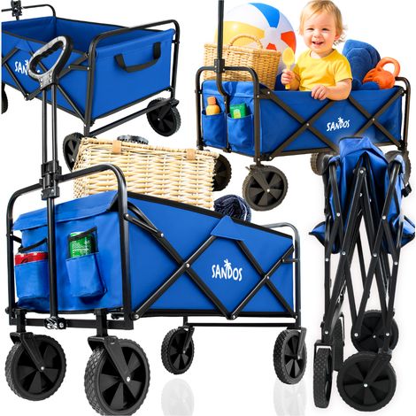Carrello da spiaggia blu sole pieghevole per campeggio turistico da spiaggia 100 kg (1/5)
