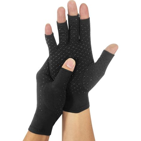 2 paires Gants de sport d'intérieur, demi-doigts, antidérapants, en fibre de cuivre, pour répartition contrôlée de la pression (1/5)