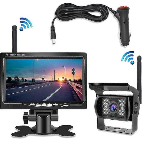 Caméra de recul sans fil avec écran 7 pouces et vision nocturne pour voiture, camping-car, camion et bus (1/5)