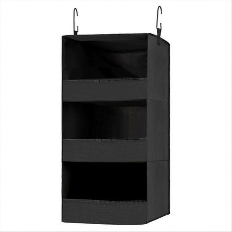 Organisateur de placard suspendu à 3 étagères, rangement inclus, noir (1/5)