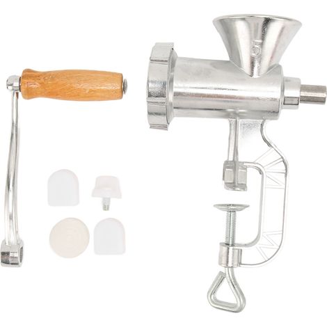 Hachoir à viande manuel en alliage d'aluminium avec poignée en bois pour usage domestique, idéal pour bœuf haché et saucisses (1/5)
