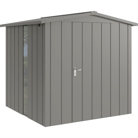 Hörmann Metall-Gerätehaus "Juno" mit Satteldach, JSD5 - Modern, 214 x 214 cm (B x T), graualuminium, mit bodentiefem Fenster, 1-flüglige Tür, Anschlag rechts (1/5)