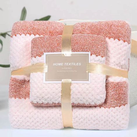 Serviette De Bain - 100 % Coton - 73 X 140 Cm Et Serviette Visage 35 X 75 Cm - Pour Salle De Bain Gym Plage Piscine Spa - Lot De 2 (1/4)