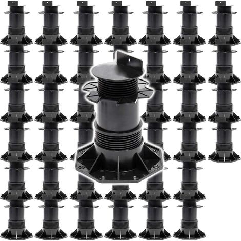 XPOtool Lot de 40x Plots de terrasse – Charge 2700 kg – Hauteur réglable 140-210 mm – en PP – Pieds de support pour Lames Dalles Lambourdes