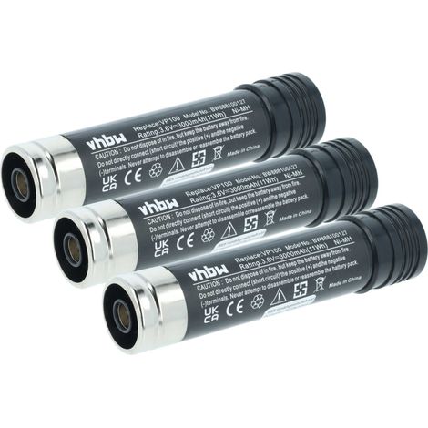 vhbw 3x Akku kompatibel mit Black & Decker Versapak VP100, VP110, VP130, VP130K, VP1800-A T1, VP2000 Werkzeug (3000 mAh, NiMH, 3,6 V)