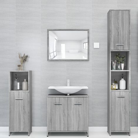 vidaXL Armadietto Bagno Grigio Sonoma 30x30x183,5 cm Legno tecnico