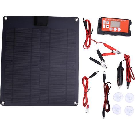30-W-Solarladegerät für 12-V-Batterien – IP67 wasserdichtes Solarpanel mit integriertem Regler für Autos, Boote und Wohnmobile (1/5)