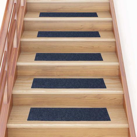 vidaXL Felpudos autoadhesivos para escaleras, 15 unidades, 76 x 20 cm, gris azul, rectangulares (1/5)