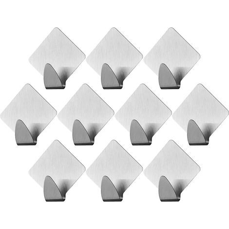 Handtuchhaken, rautenförmiger Türhaken, Werkzeughalter aus Metall für Schlafzimmer, Badezimmer, Küche, Büro, Kleiderschrank (10 Stück) (1/5)
