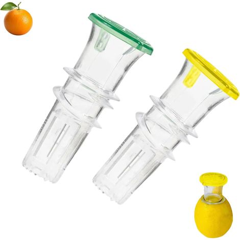 Presse-citron manuel, lot de 2, avec bouchon à vis et bec verseur - Presse-agrumes portatif pour citrons verts et oranges, facile à nettoyer et à transporter pour la cuisine. (1/5)