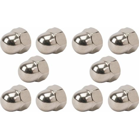 10x Ecrou borgne hexagonal en acier inoxydable A2 norme DIN 1587, M10 x 18mm