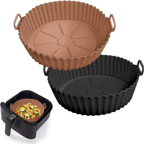 2er Set Silikonschüsseln für Airfryer Wiederverwendbar Silikon Schüsselkorb Airfryer Korb Ersetzt brennbares Backpapier Backblech Zubehör Für die (1/5)