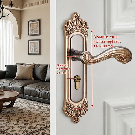 Paire de plaques et poignées de serrure intérieure à entraxe réglable 58 en finition titane doré 58 réf 5924 2 kg – Livraison gratuite