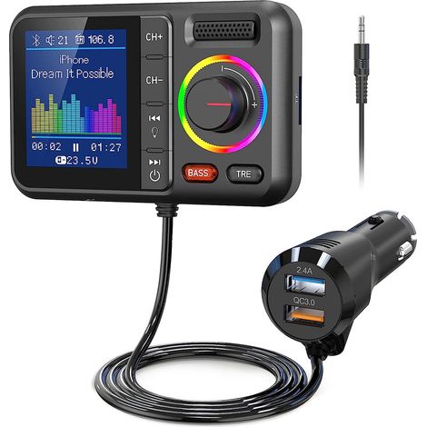 BT98L Car MP3 Bluetooth Player, New Large Screen, Card Slot, USB Flash Drive, Bluetooth Car Charger, FM Transmitter (1/3)