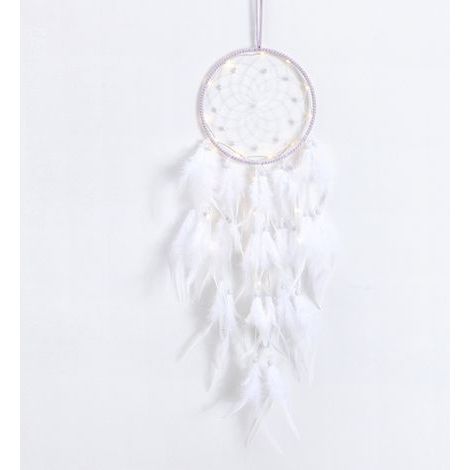 Attrape de Rêves LED,Faite Main Capteur de Rêves en Plumes Lumineux Dream Catcher pour Chambre Maison Décoration Tenture Murale Mobile Decoratif Filles Enfants Cadeau (1/5)