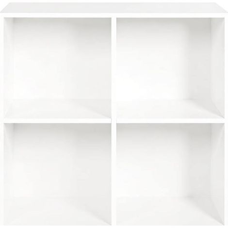 Estantería cubo de pie blanca de madera de ingeniería, 4 huecos (1/5)