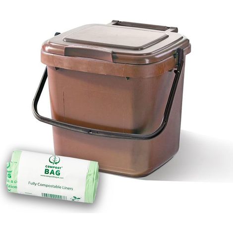 7ltr kitchen caddy brown with 26 Pack of Liners