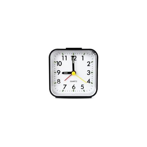 Petit réveil de voyage analogique à piles, silencieux, sans tic-tac, réveil en douceur, sonnerie progressive, fonction snooze, rétroéclairage à la demande, facile à régler (noir) (1/5)