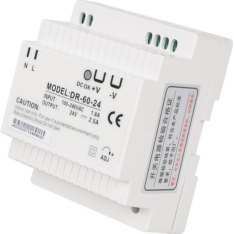 Transformateur d'alimentation Rail Din Alimentation modulaire montable pour automatisation industrielle Boîtes de distribution Instrumentation Transformateurs (24V 2.5A DR-60-24) (1/5)