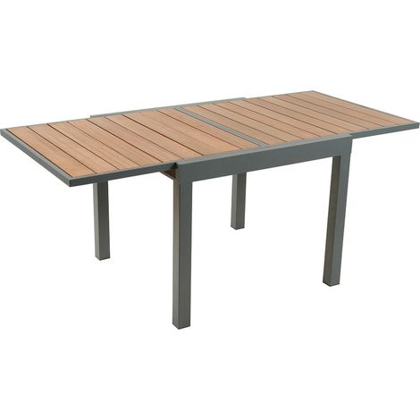 Ausziehbarer Gartentisch 180 cm aus Aluminium- und Eukalyptusholz NIDO
