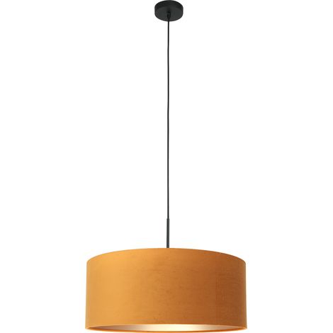 Sienna Sparkled Light Plafoniera Cilindrica A Sospensione Nero Opaco, Paralume Color Oro (1/4)