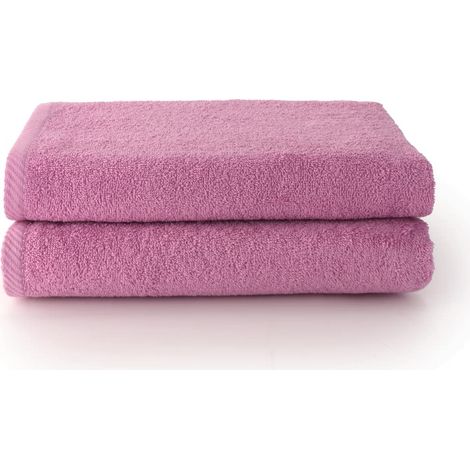 Lot de 2 Grandes Serviettes de Bain - Grandes Serviettes de Douche - Serviette de Bain de 100 x 150 cm - Mauve (1/5)