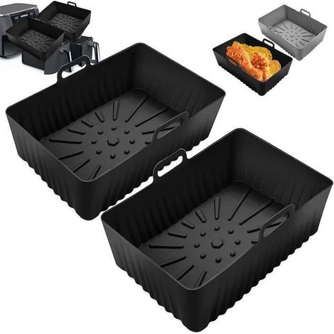 Accessoire Air Fryer, 2Paquet Moule Air Fryer, Moule Silicone Air Fryer, Silicone Air Fryer Accessoires, Airfryer Pot pour Friteuse (1/4)