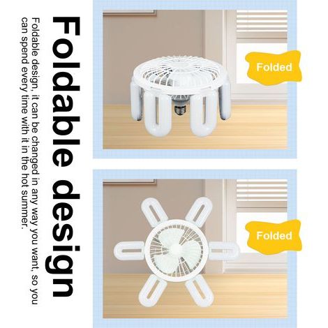 6-blade foldable LED fan/lamp, E27 base, 60W, 4 brightness and speed levels, wide voltage 85-265V (1/4)