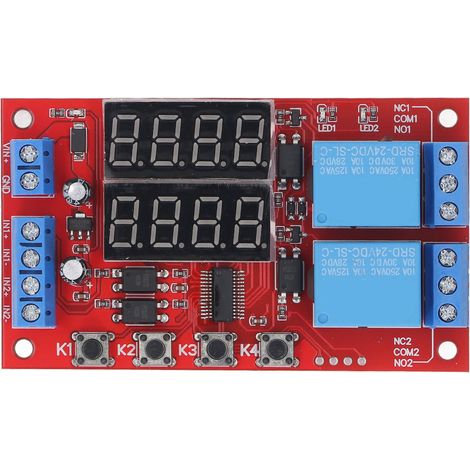 Module de relais à 2 canaux 24V, affichage LED, retardement, Cycle autobloquant, minuterie multifonction pour la maison et le contrôle automatique (1/5)
