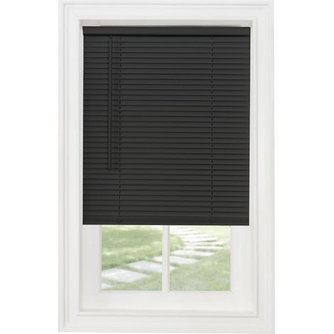 1 Store sans cordon, filtre lumière, vinyle noir, 64x31 pouces, avec baguette d'inclinaison, pour intérieur (1/5)