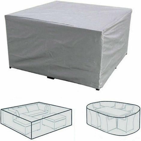 Housse imperméable pour mobilier de jardin en rotin, table et chaises cubiques (90 x 90 x 40 cm) (1/4)