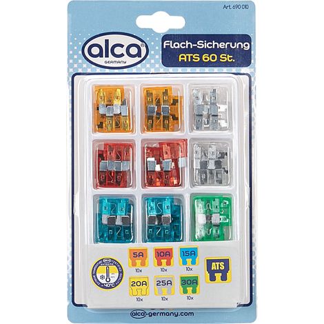 alca® Flach-Sicherungen 5 - 30 A 60 St. Set blau braun transparent rot gelb grün orange Auto Caravan Traktor Bus Motorrad Kfz Pkw Lkw etc.