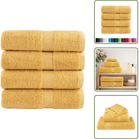Gesichtstuch - vidaXL Premium Gästetücher SOLUND 4 Stk. Gold 30x50 cm 600 g/m² - Trainingstuch (1/5)