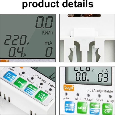 Protecteur de réenclenchement automatique intelligent pour Tuya WiFi, compteur de tension de courant multifonctionnel, interrupteur d'alimentation à écran LCD, contrôle par application mobile (1/5)