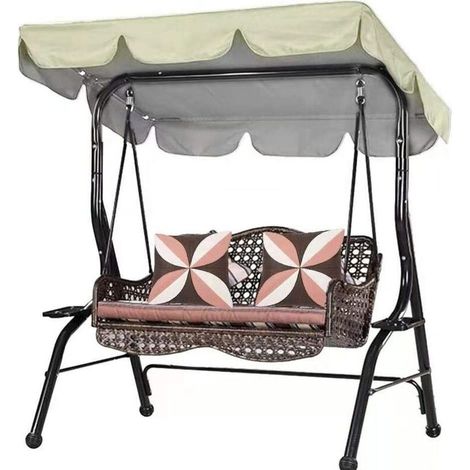 Toit de remplacement pour balancelle de jardin 3 places, imperméable en tissu 210D, canopée pare-soleil anti-UV, protection de remplacement pour balançoire de jardin, dimensions 142x120x18 cm, couleur (1/5)