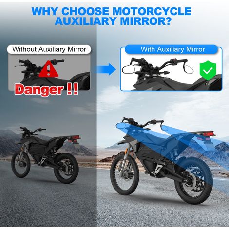Specchietti per moto Specchietto retrovisore per moto Specchietto laterale per estremità manubrio Universale per scooter Moto Quad ATV con marchio E omologato 1 paio (1/4)