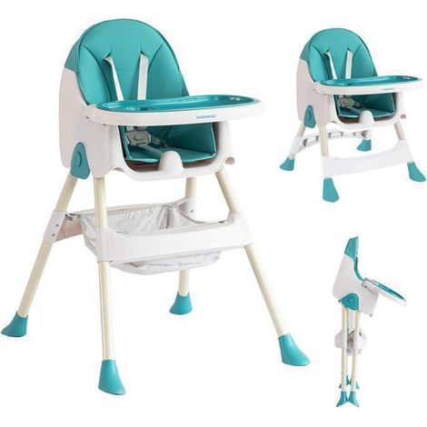 K IKIDO Seggiolone per bambini, seggiolone evolutivo pieghevole con tavolo da pranzo per bambini - Da 6 mesi a 3 anni - Verde