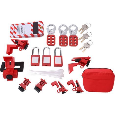 Kit de verrouillage électrique, étiquette Loto, loquet, disjoncteur, dispositif de verrouillage, sac de rangement pour usage industriel (1/5)