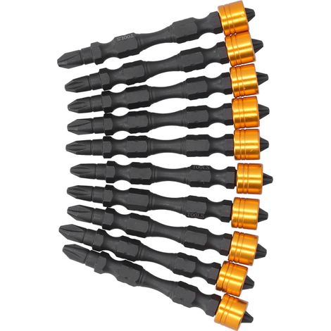 Set mit 10 PH2-Magnetschraubendreherbits für Schraubendreher, 1/4-Zoll-Sechskant-Schlagbohrerbits (1/5)