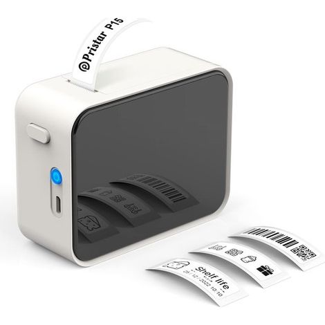 Ynkkvre - Imprimante d'étiquettes thermiques - Bluetooth - Imprimante d'étiquettes sans fil pour l'impression de codes-barres et de codes QR - 1 pièce - Blanc - Bureau/Maison (1/5)