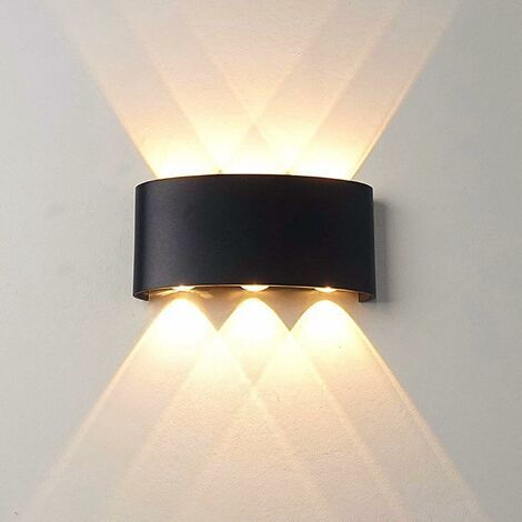 Applique Murale Intérieure LED 6W Lampe Murale Moderne, IP65 Étanche appliques murales Extérieure en Aluminium, Up Down Spot Lampe pour Salon Chambre Hall Escalier Couloir (Blanc Chaud) WHWY (1/5)