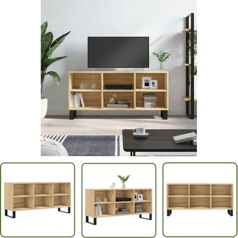 The Living Store Meuble TV chêne sonoma 103,5x30x50 cm bois d'ingénierie - Meubles Tv - Meuble Tv - Meuble Rangement - Meuble Salon - Bureau Tv (1/5)