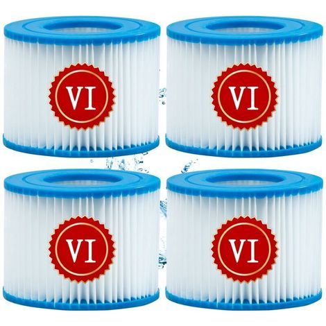 Cartouche defiltre Piscine Type VI, pour Bestway Type VI Pool Filter, Taille 6-58323 pour Filtre Spa pour bestway pour Lay-z-Spa Miami, Vegas, Monaco, pour Nettoyage Filtre Spa, 4Pcs (1/5)