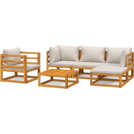 Maison Exclusive - Set Salotto Giardino 6pz Cuscini Grigio Chiaro Legno Massello