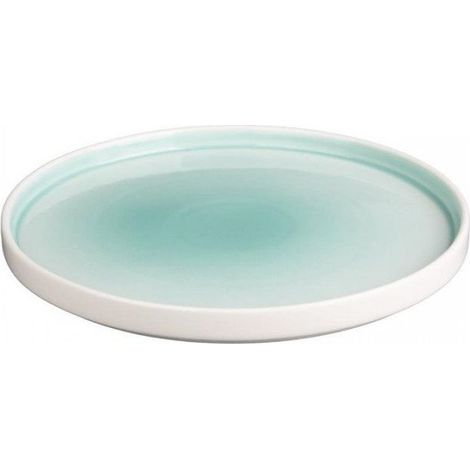 Lot de 4 assiettes (Ø)270 mm, en porcelaine, vert fondant (1/4)