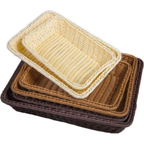 2pcs Corbeille à pain osier plastique rectangulaire corbeille panier à fruits organisseur de rangement Corbeille à œufs 30207CM