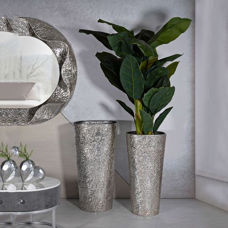 Vase Barale, Set aus 2 Vasen, Materialeffekt-Finish, Silber